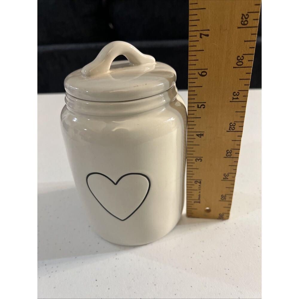Rae Dunn Baby Canaster Black Heart lid jar ceramic - Picture 4 of 5